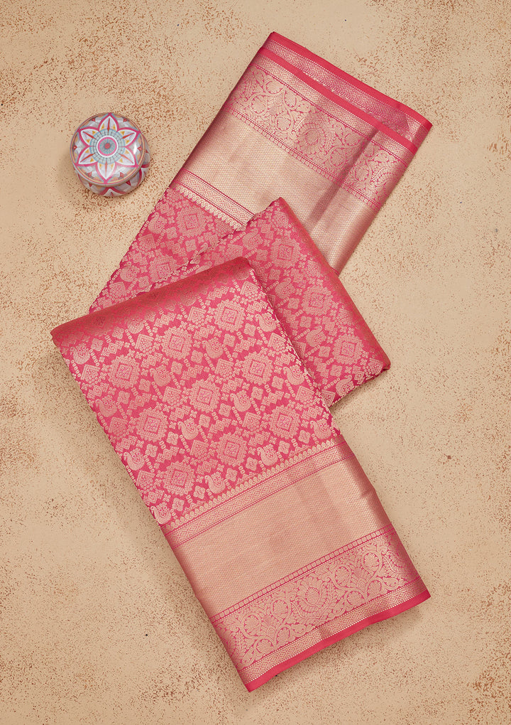 Rani Pink Zariwork Pure Silk Saree