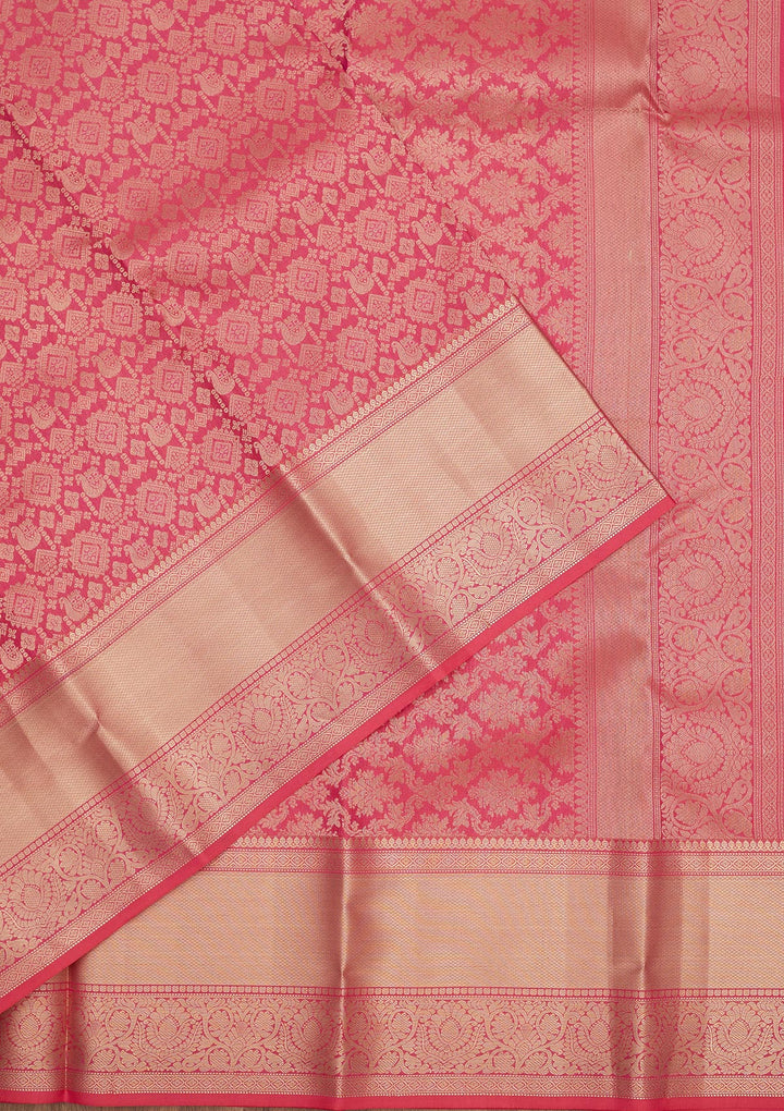 Rani Pink Zariwork Pure Silk Saree