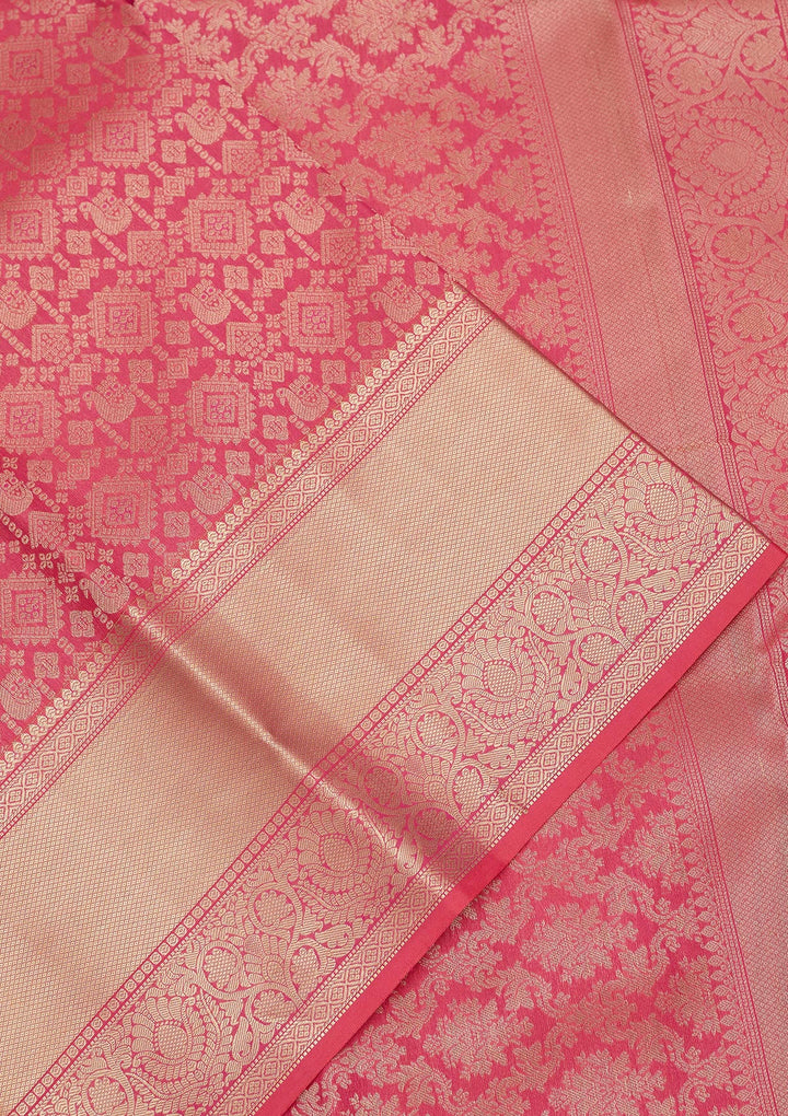 Rani Pink Zariwork Pure Silk Saree