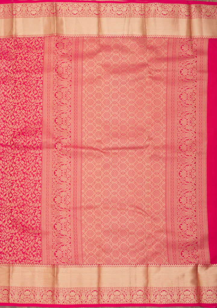 Rani Pink Zariwork Pure Silk Saree