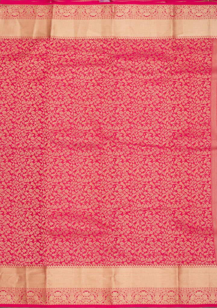 Rani Pink Zariwork Pure Silk Saree