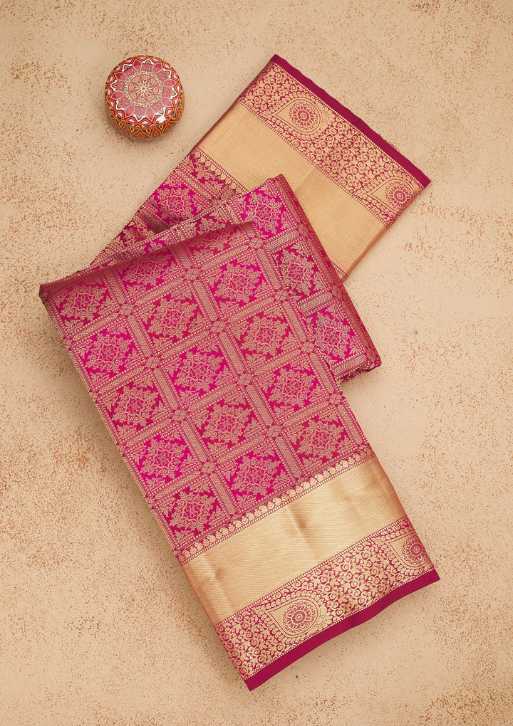 Rani Pink Zariwork Pure Silk Saree