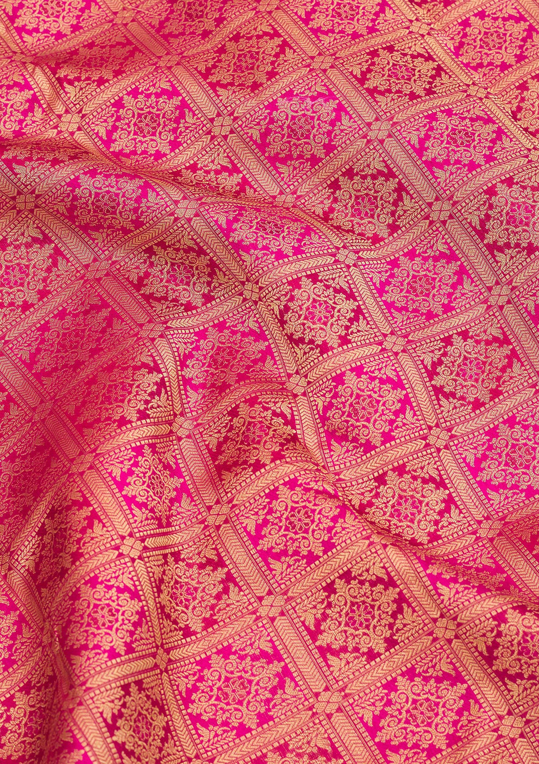 Rani Pink Zariwork Pure Silk Saree