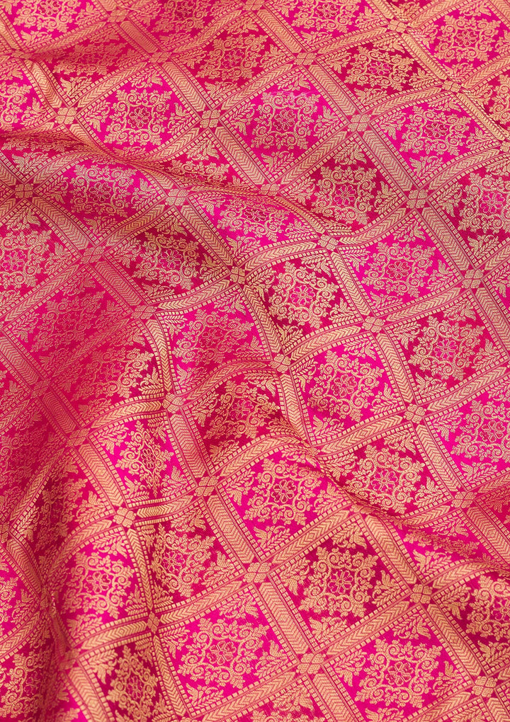 Rani Pink Zariwork Pure Silk Saree