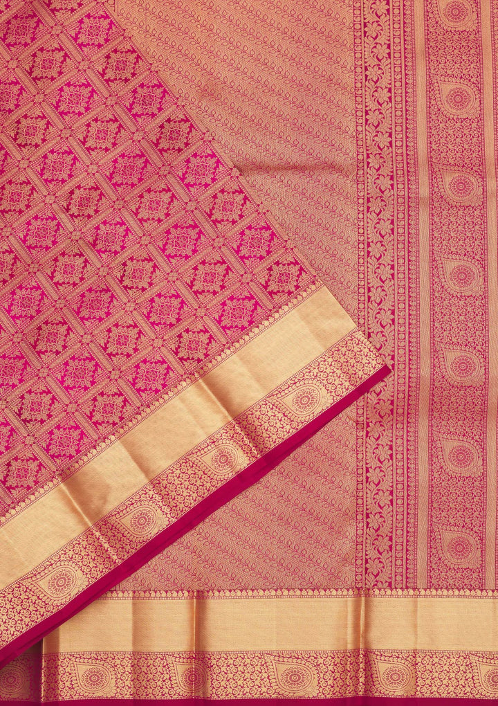 Rani Pink Zariwork Pure Silk Saree