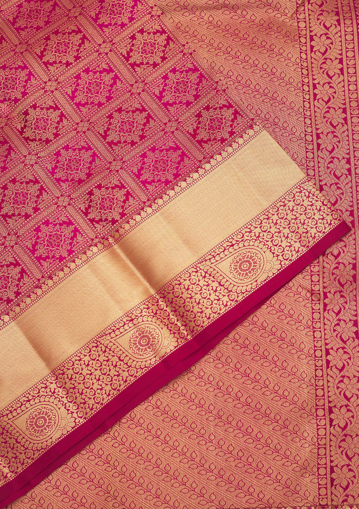 Rani Pink Zariwork Pure Silk Saree