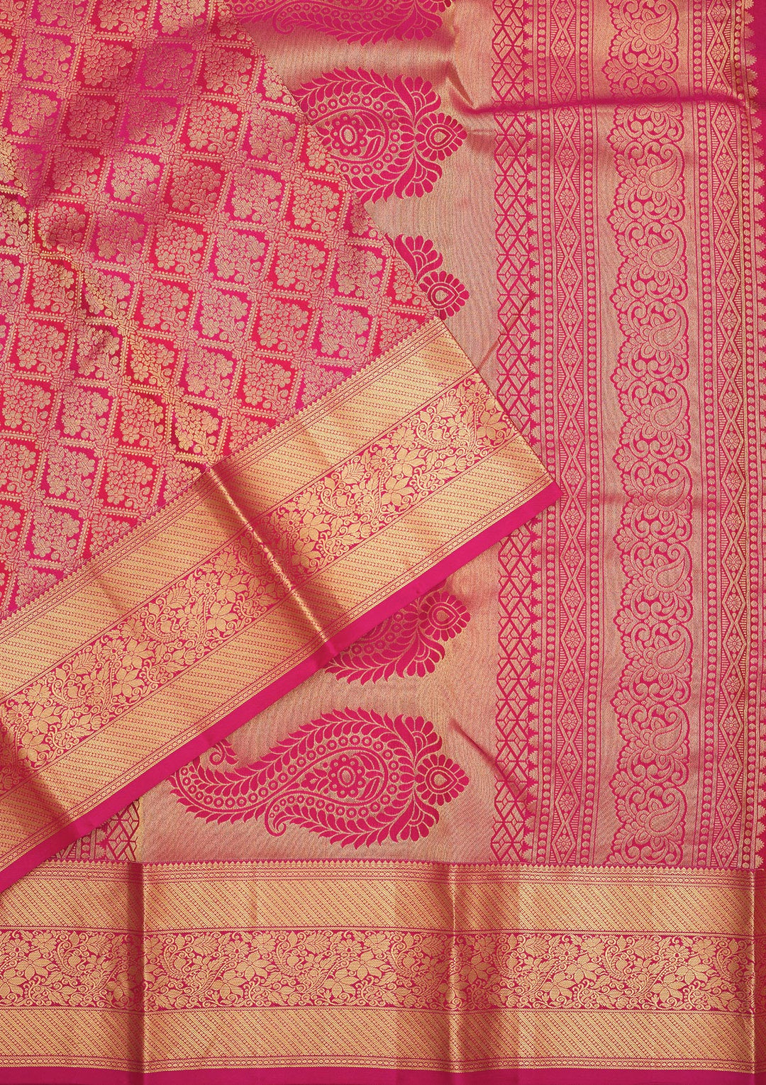 Rani Pink Zariwork Pure Silk Saree