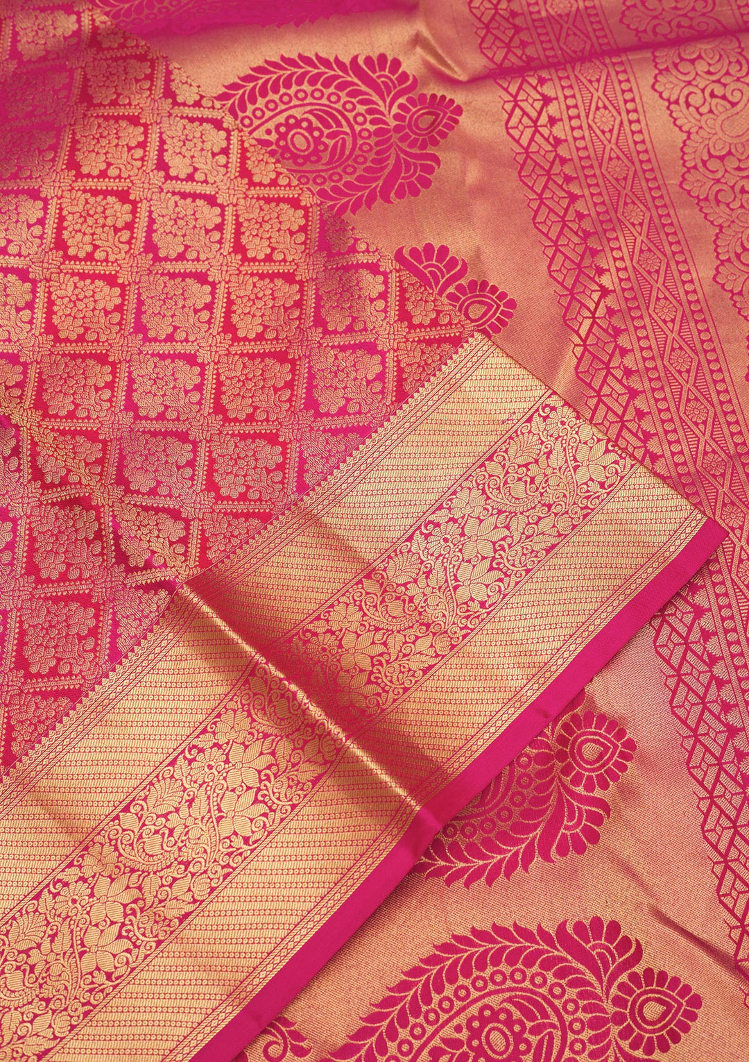 Rani Pink Zariwork Pure Silk Saree