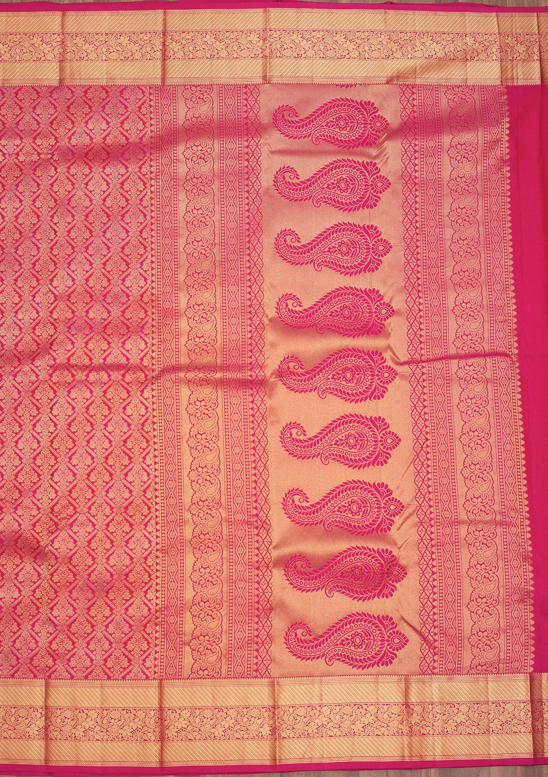 Rani Pink Zariwork Pure Silk Saree