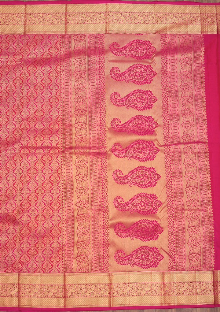 Rani Pink Zariwork Pure Silk Saree