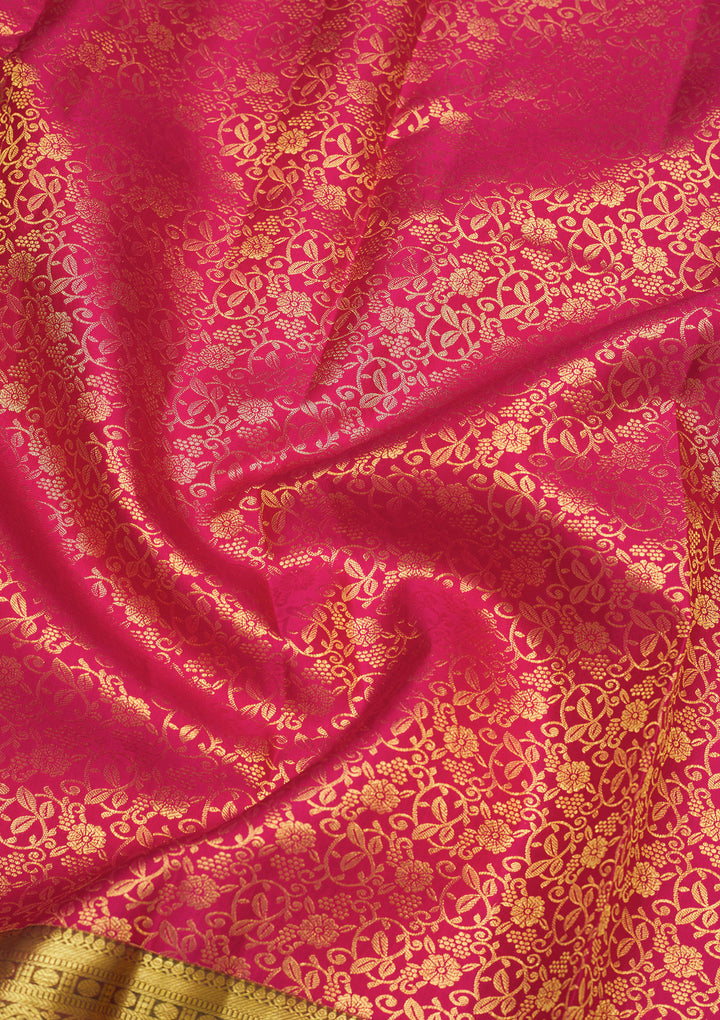 Rani Pink Zariwork Pure Silk Saree