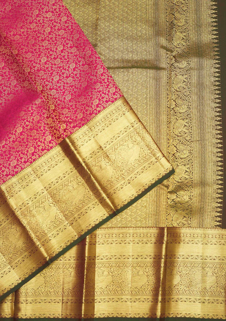Rani Pink Zariwork Pure Silk Saree