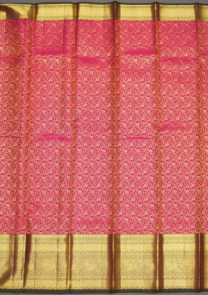 Rani Pink Zariwork Pure Silk Saree