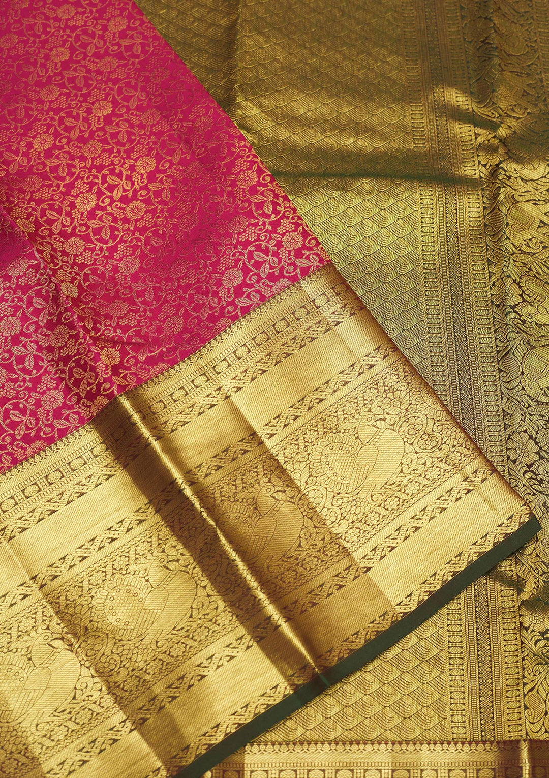 Rani Pink Zariwork Pure Silk Saree