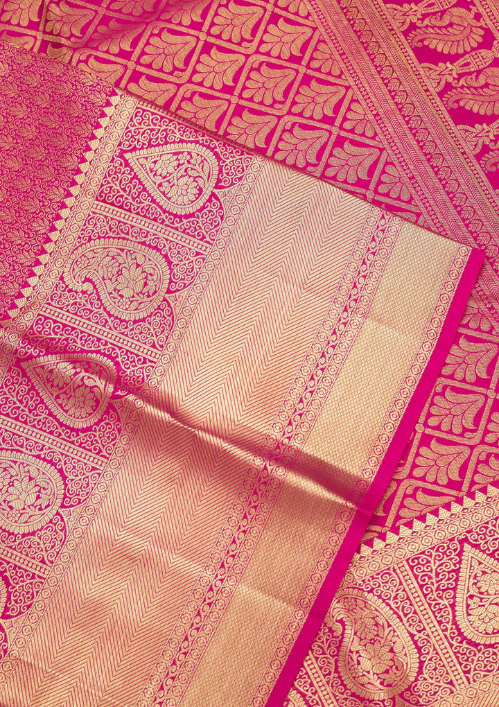 Rani Pink Zariwork Pure Silk Saree