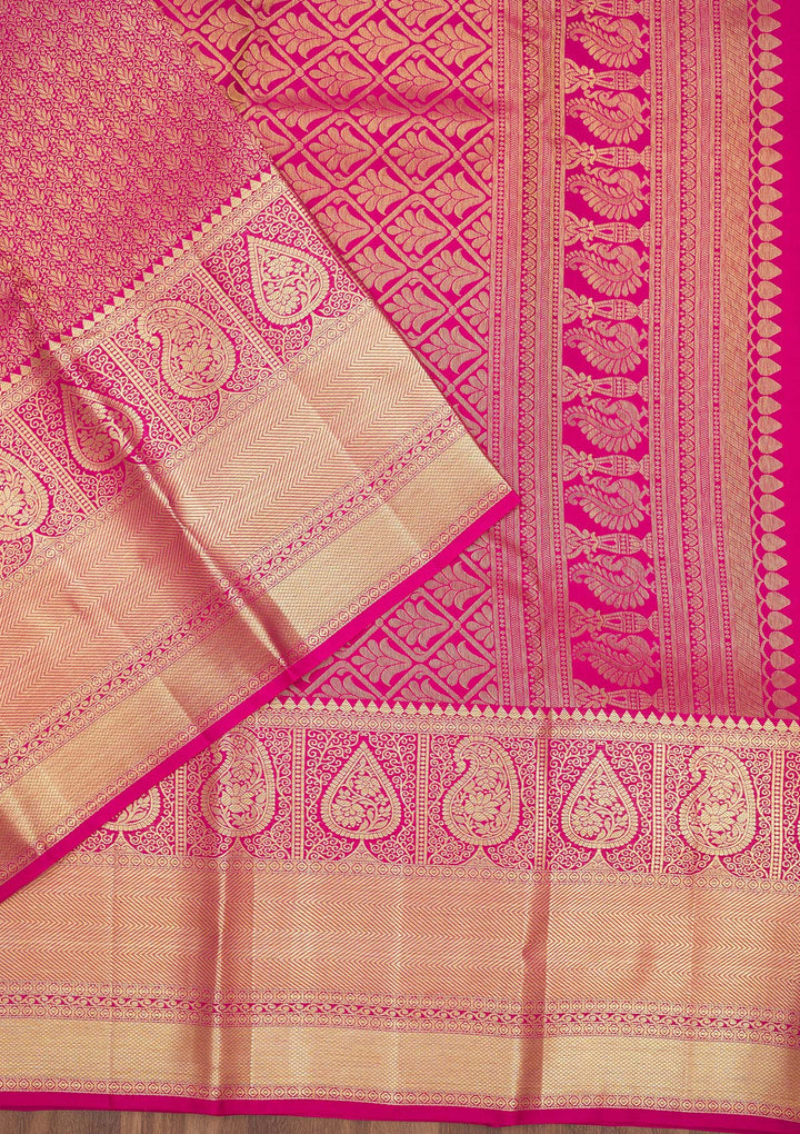 Rani Pink Zariwork Pure Silk Saree