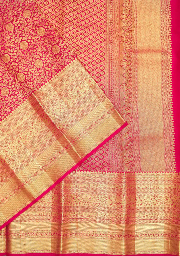 Rani Pink Zariwork Pure Silk Saree