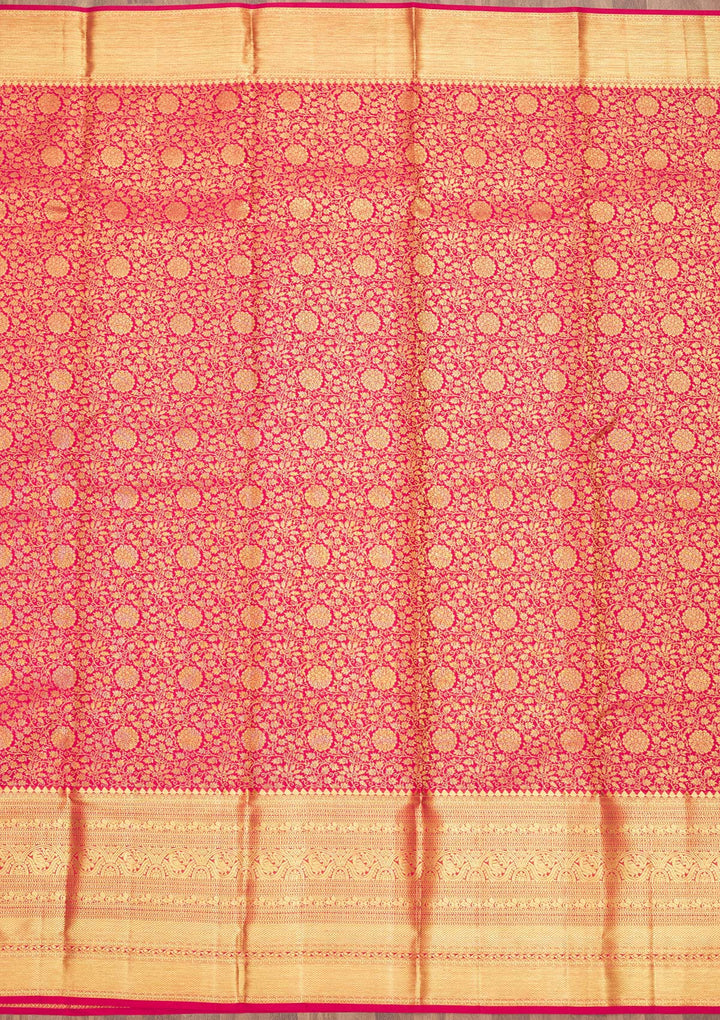 Rani Pink Zariwork Pure Silk Saree