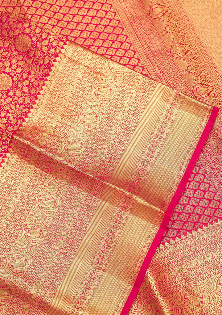 Rani Pink Zariwork Pure Silk Saree