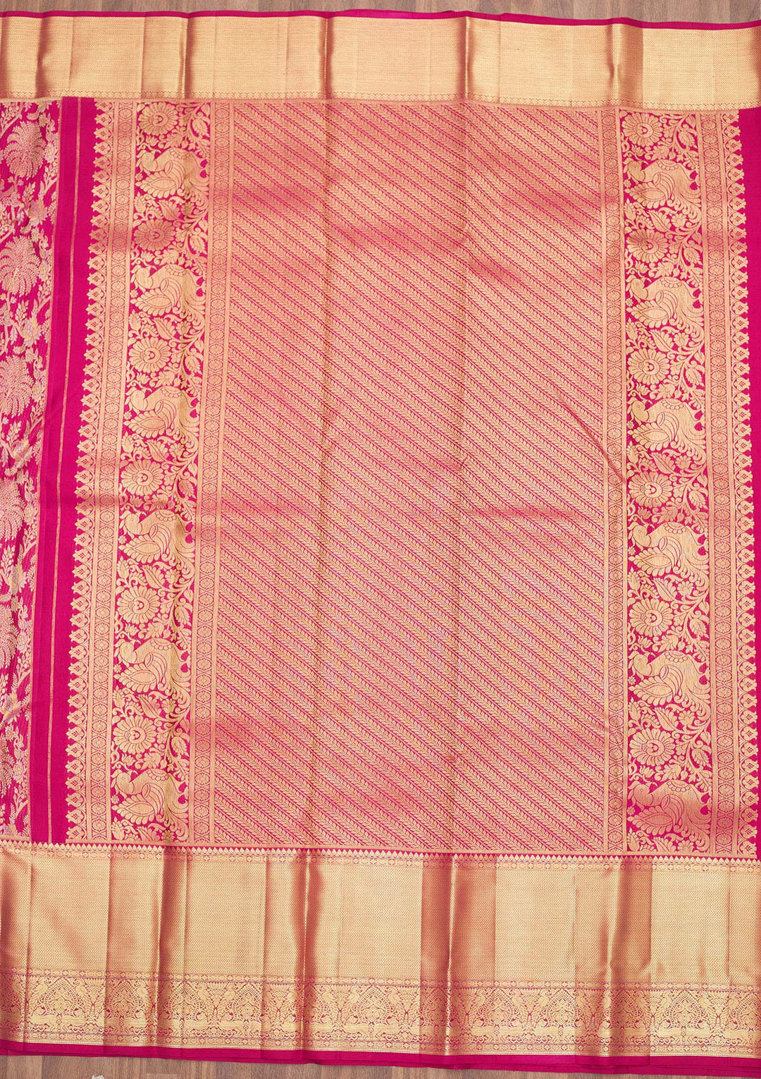 Rani Pink Zariwork Pure Silk Saree