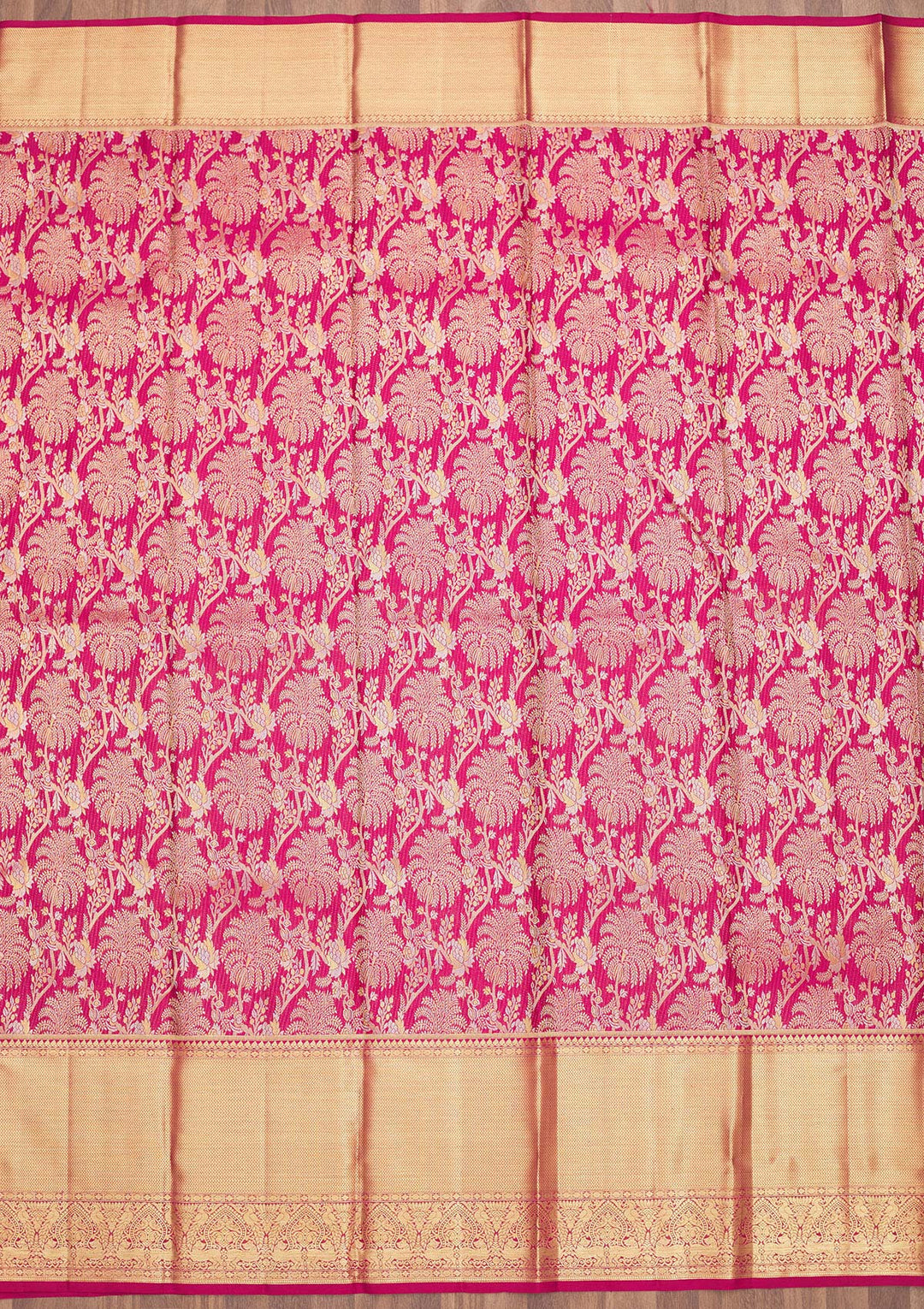 Rani Pink Zariwork Pure Silk Saree
