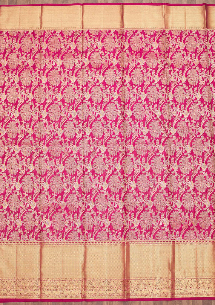 Rani Pink Zariwork Pure Silk Saree