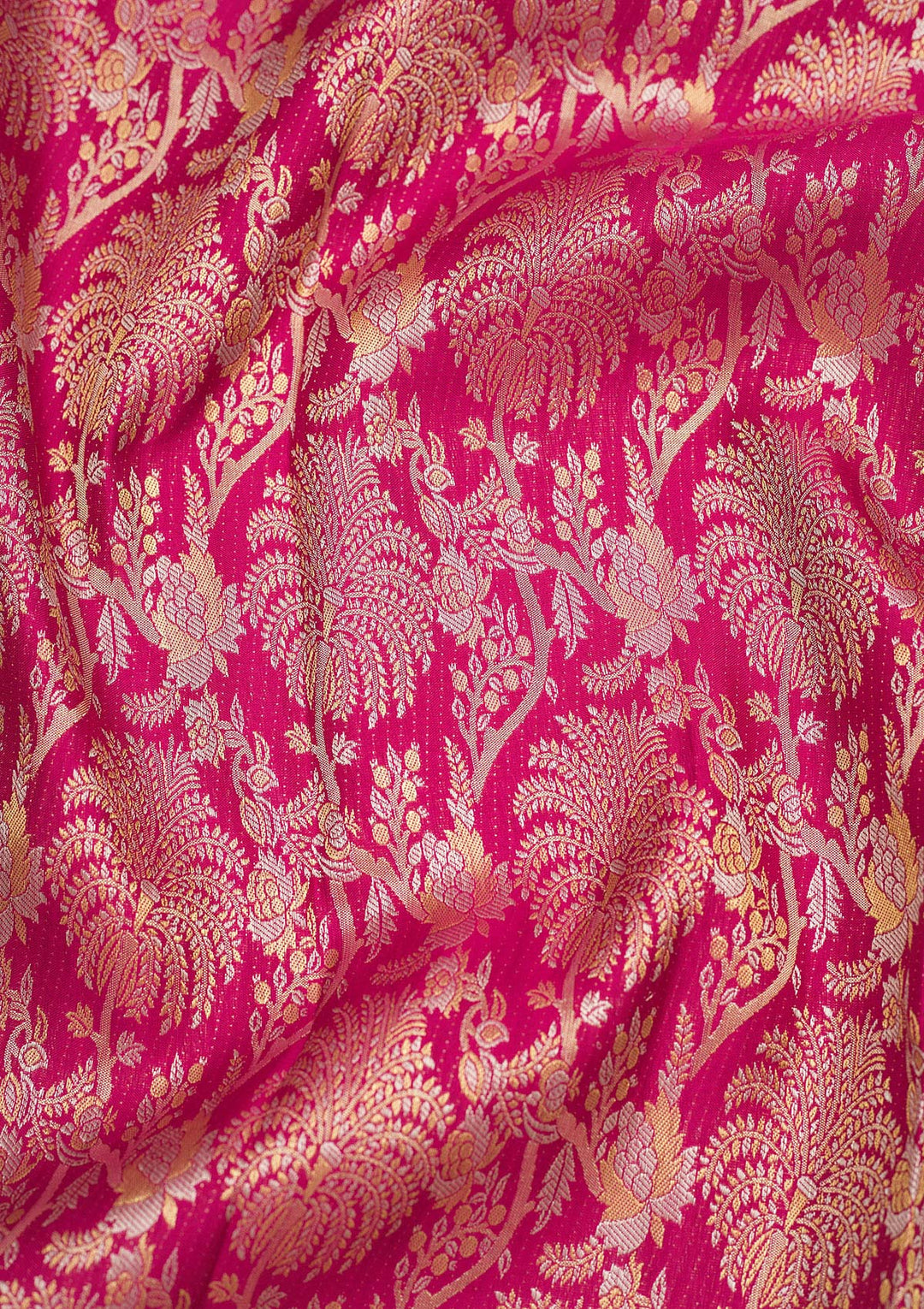Rani Pink Zariwork Pure Silk Saree