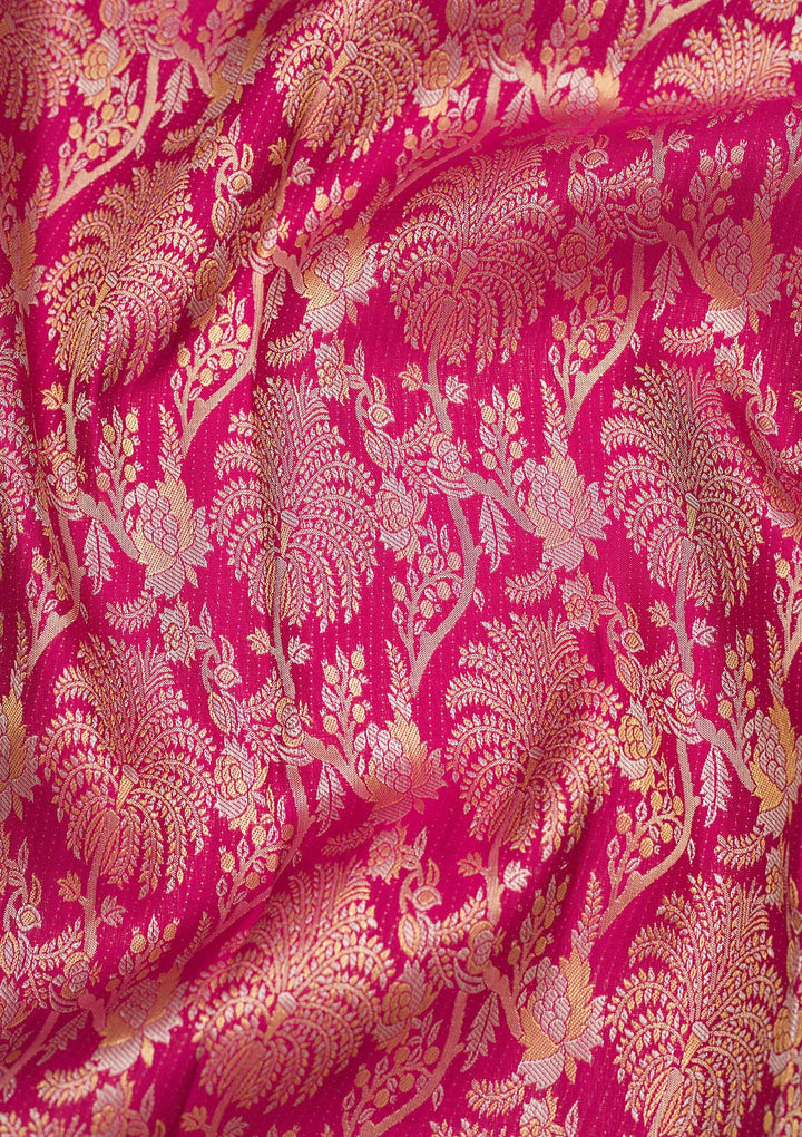 Rani Pink Zariwork Pure Silk Saree