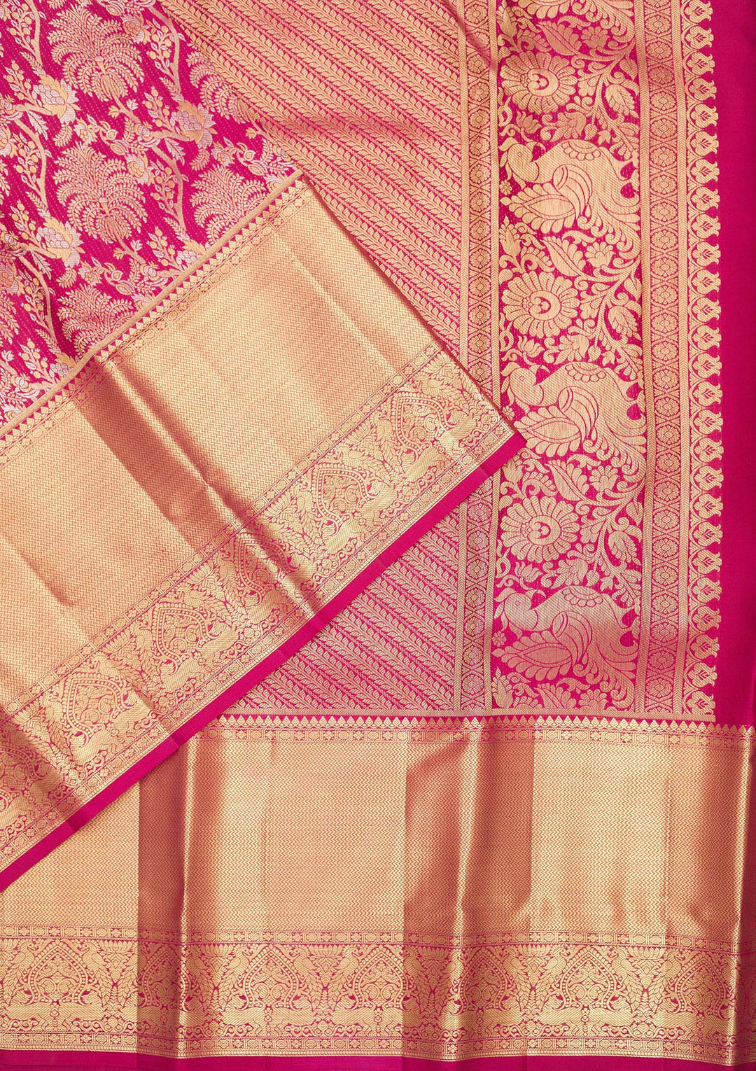 Rani Pink Zariwork Pure Silk Saree