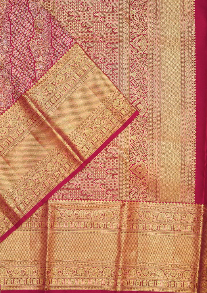 Rani Pink Zariwork Pure Silk Saree