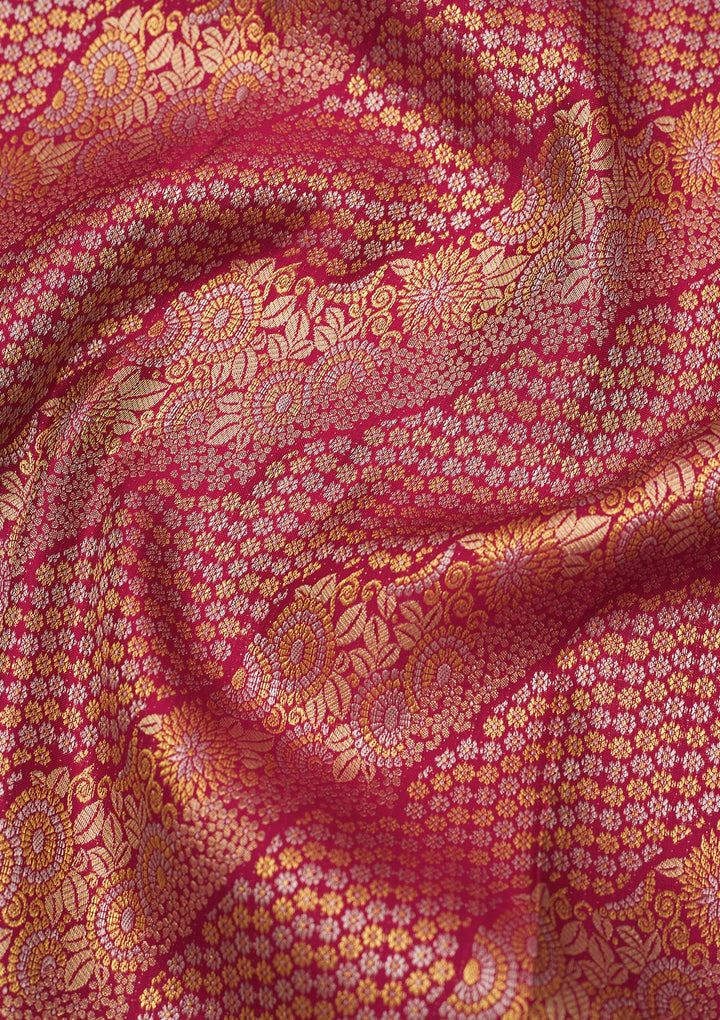 Rani Pink Zariwork Pure Silk Saree