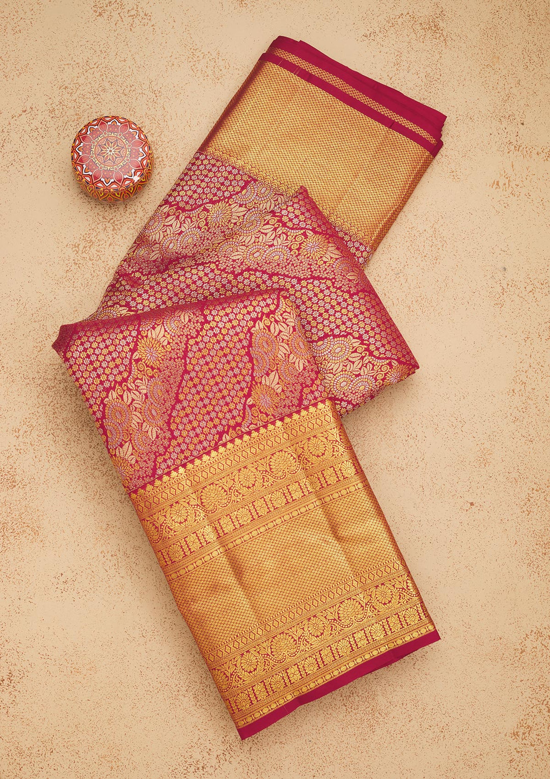 Rani Pink Zariwork Pure Silk Saree