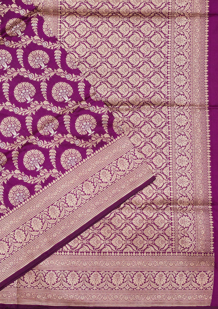 Purple Zariwork Pure Silk Saree