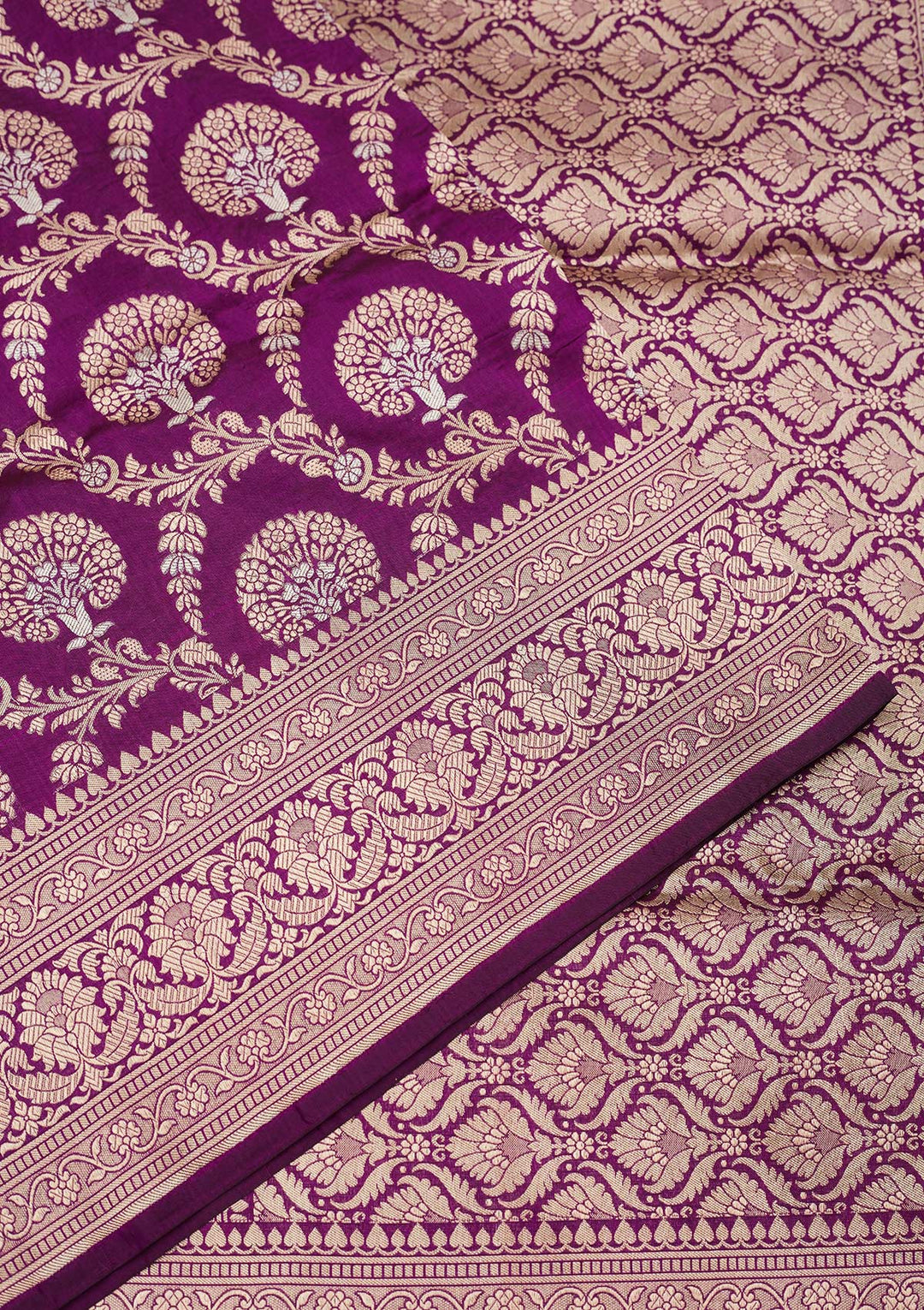 Purple Zariwork Pure Silk Saree