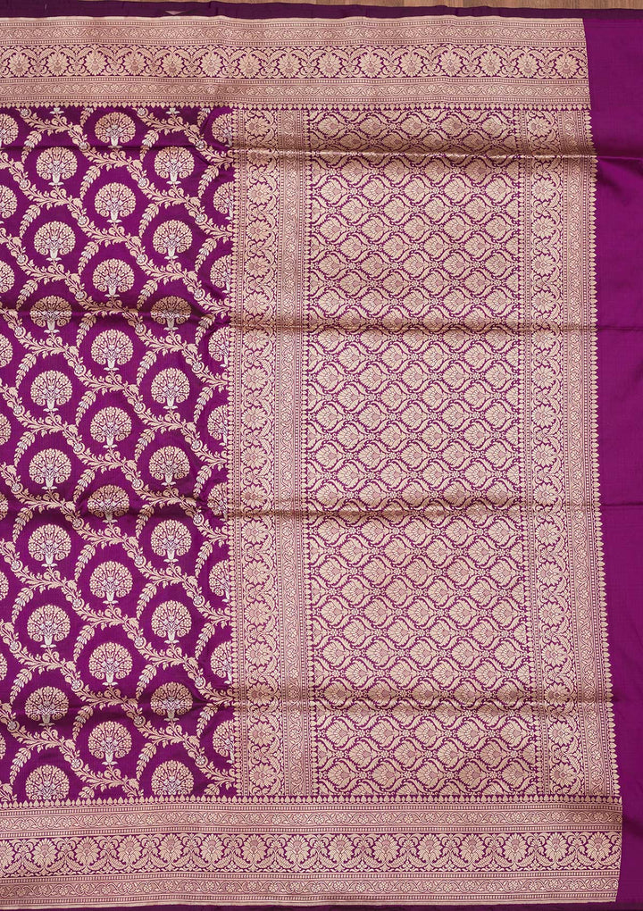 Purple Zariwork Pure Silk Saree