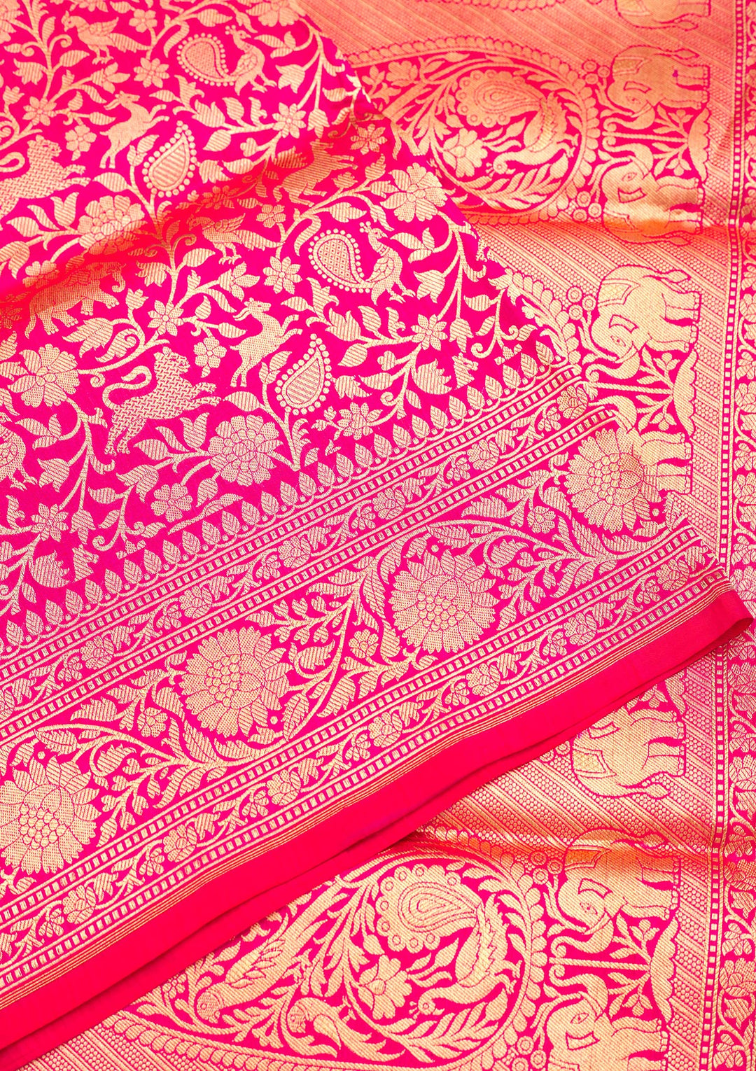 Rani Pink Zariwork Pure Silk Saree