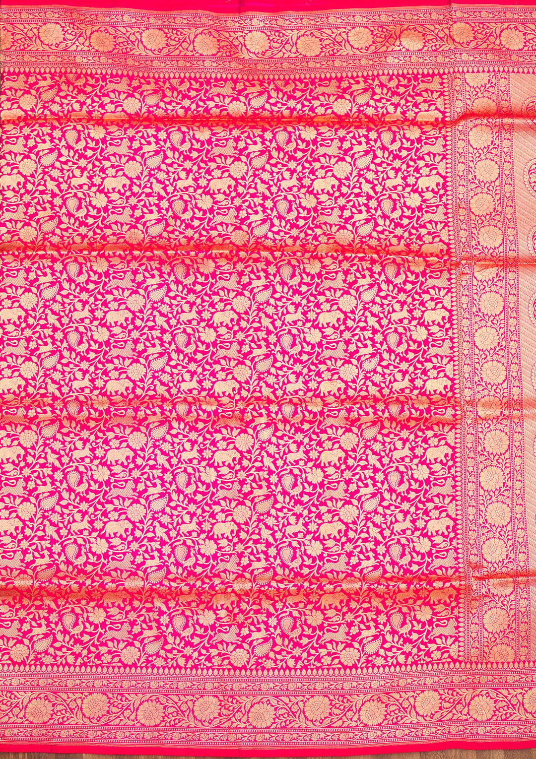 Rani Pink Zariwork Pure Silk Saree