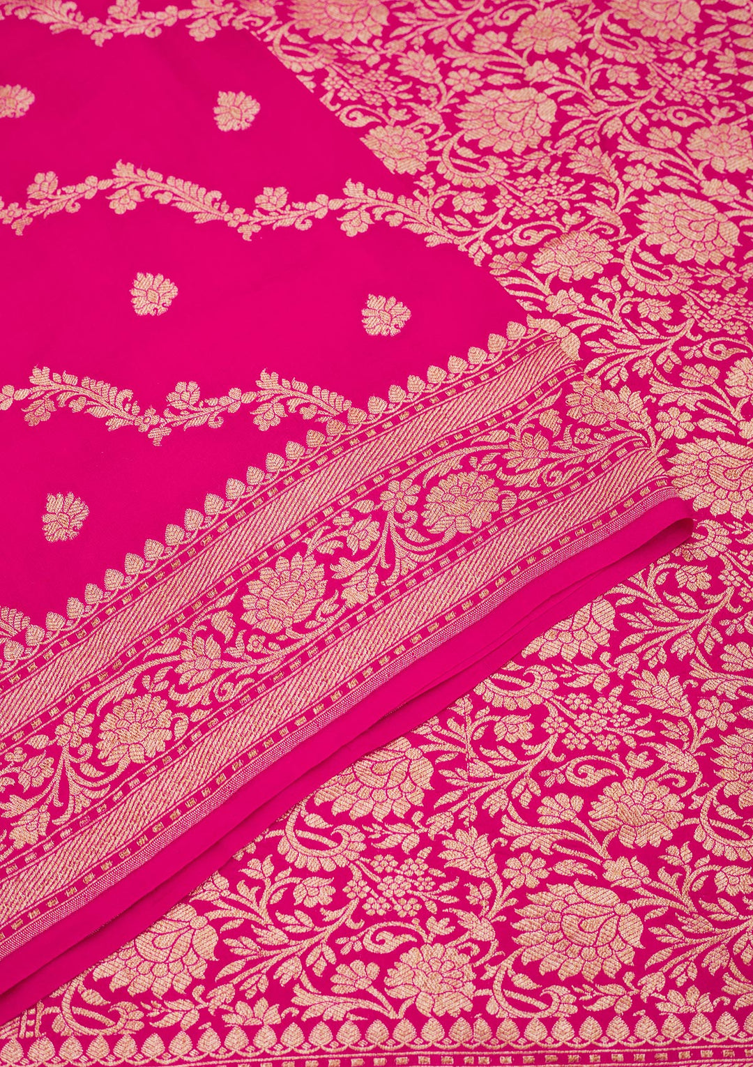 Rani Pink Zariwork Pure Silk Saree