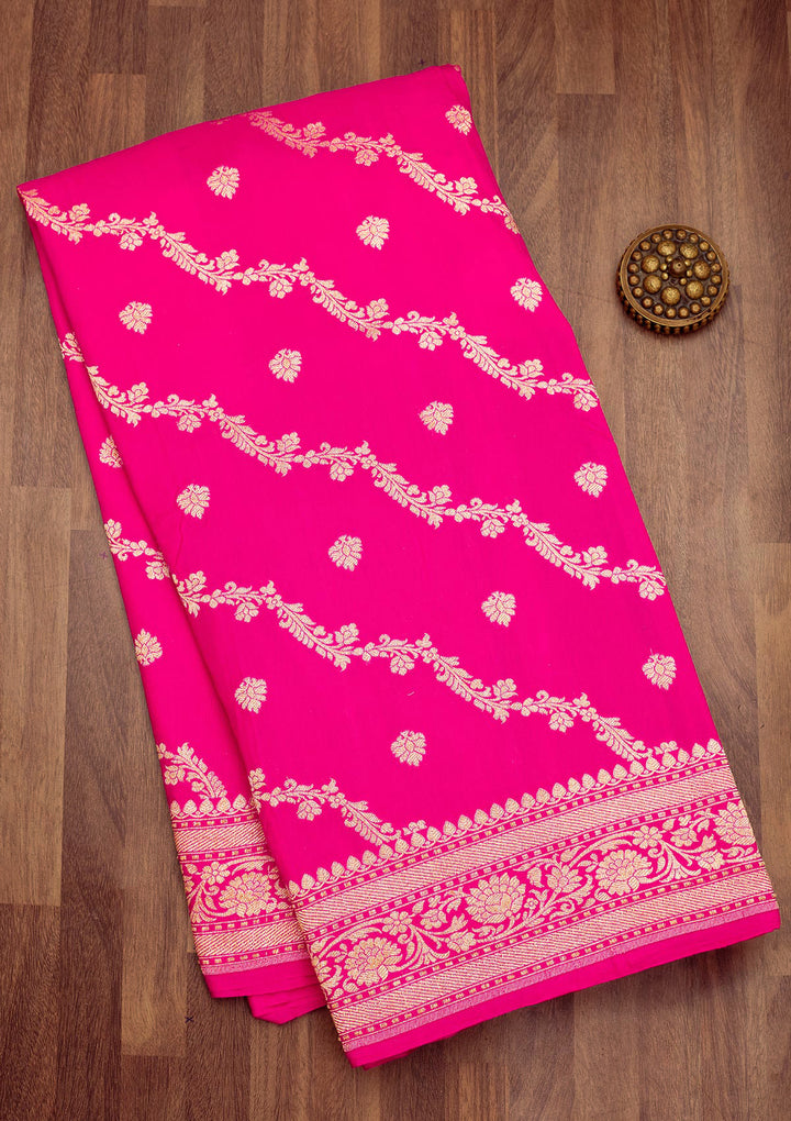 Rani Pink Zariwork Pure Silk Saree