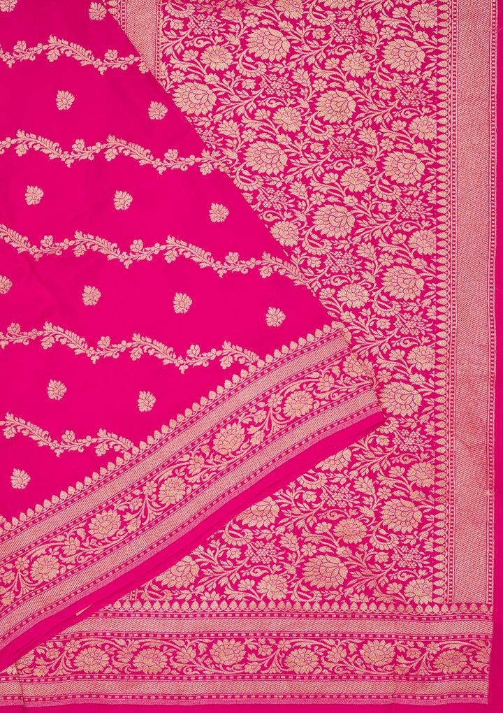 Rani Pink Zariwork Pure Silk Saree
