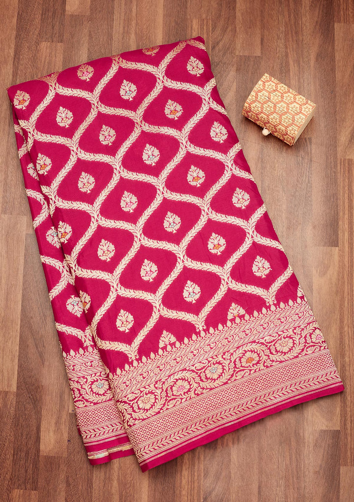 Rani Pink Zariwork Pure Silk Saree