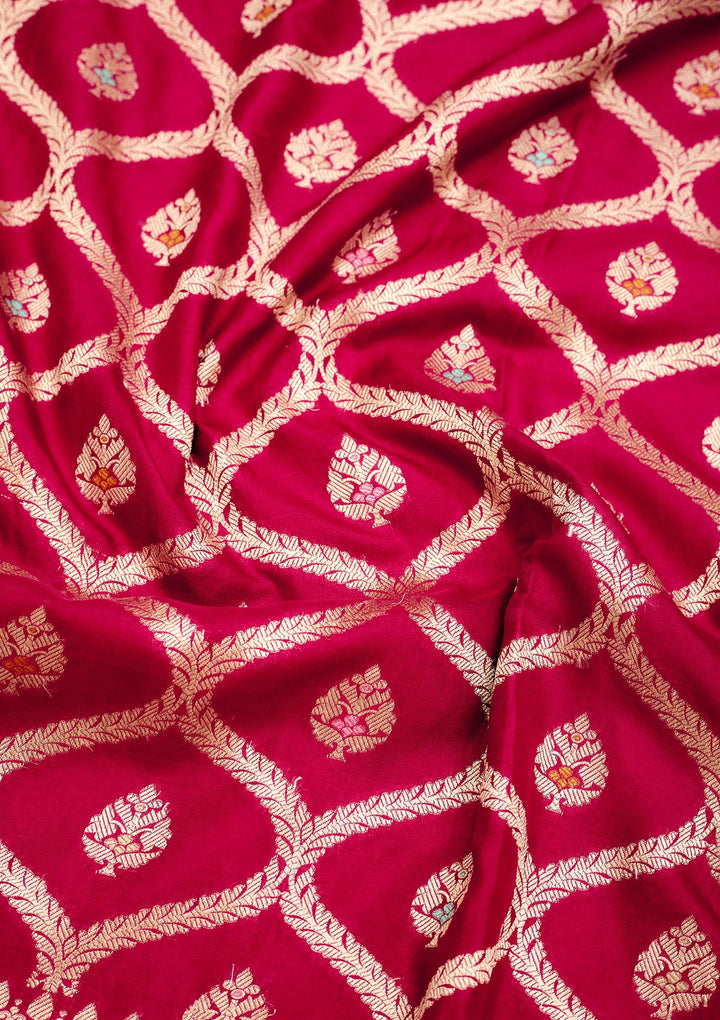 Rani Pink Zariwork Pure Silk Saree