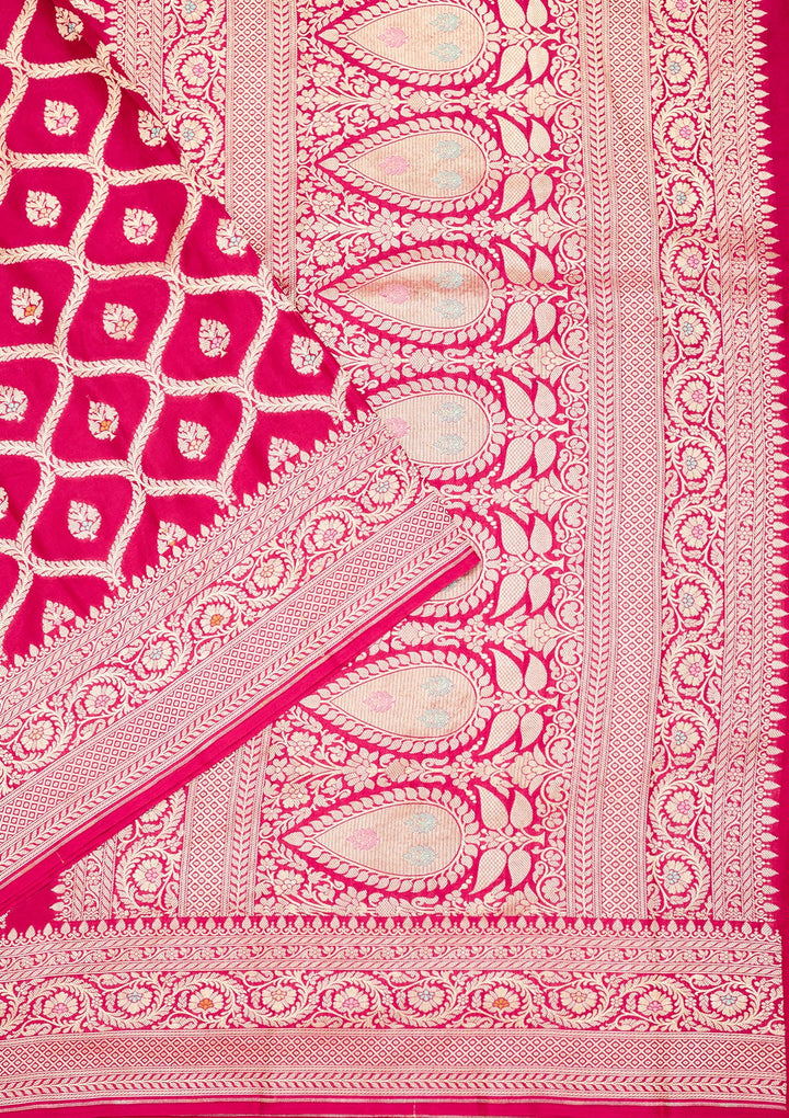 Rani Pink Zariwork Pure Silk Saree
