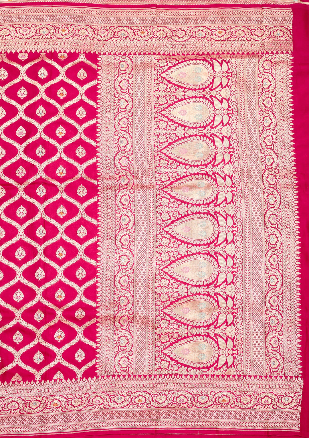Rani Pink Zariwork Pure Silk Saree