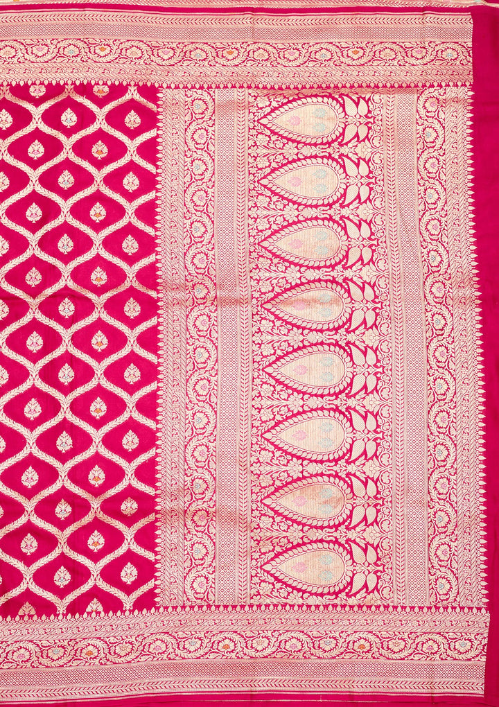 Rani Pink Zariwork Pure Silk Saree
