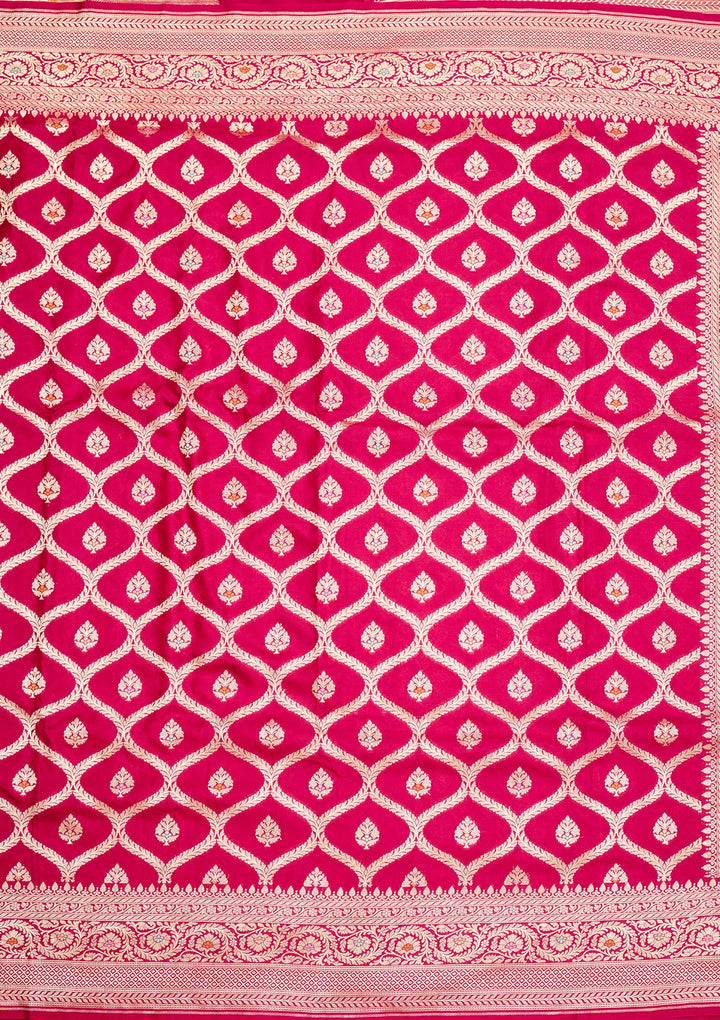Rani Pink Zariwork Pure Silk Saree