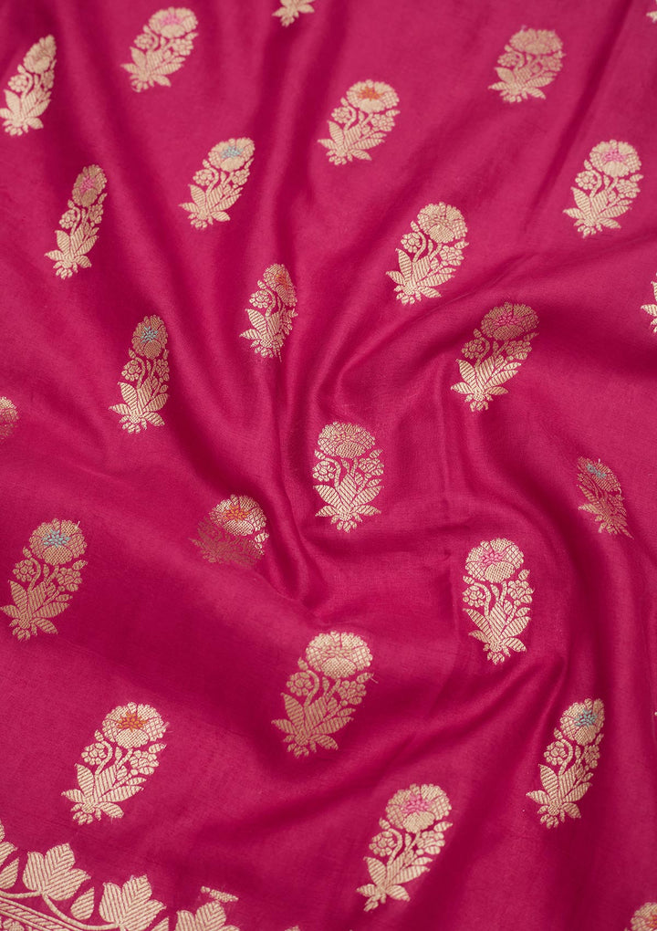 Rani Pink Zariwork Pure Silk Saree