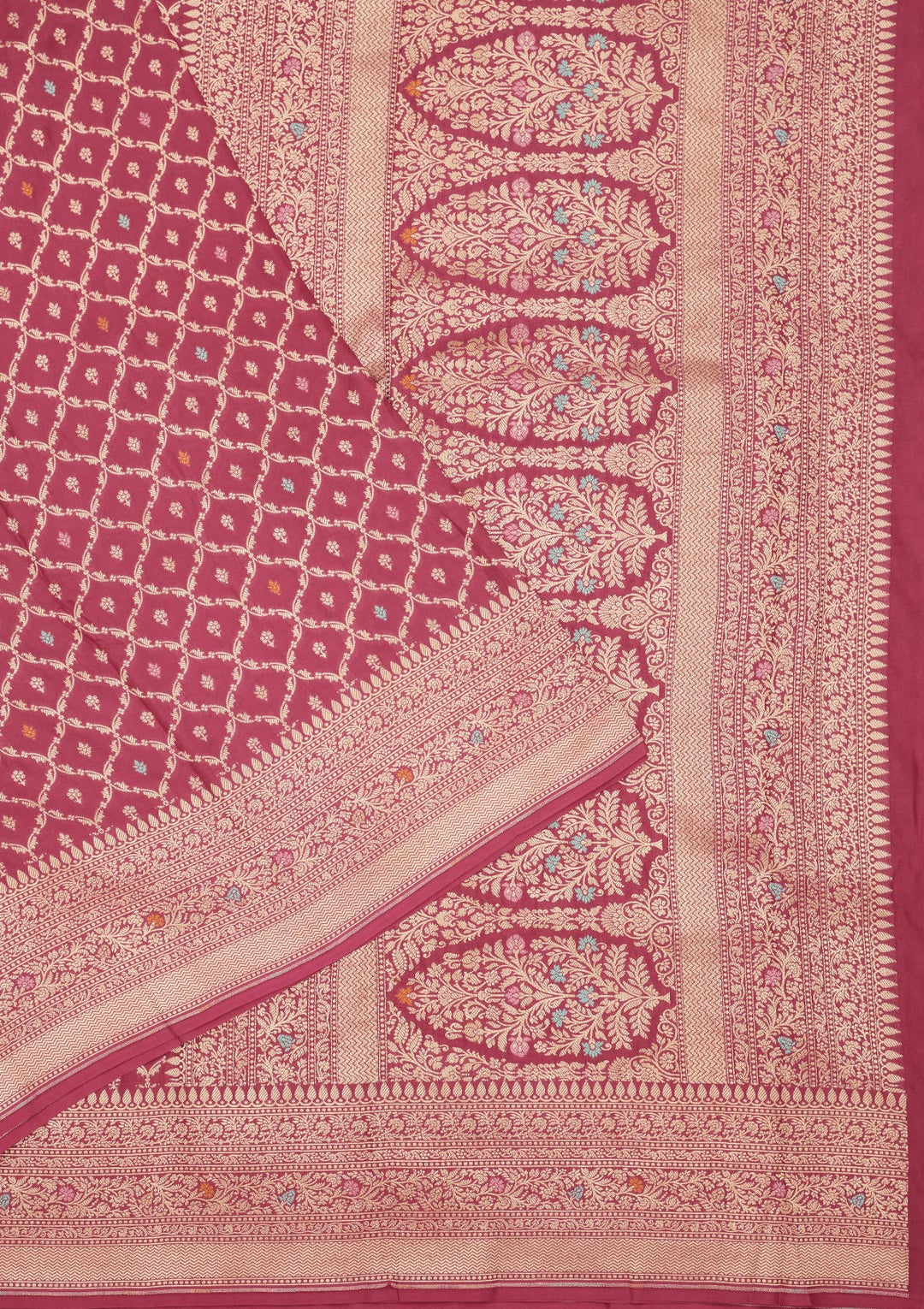 Rani Pink Zariwork Pure Silk Saree
