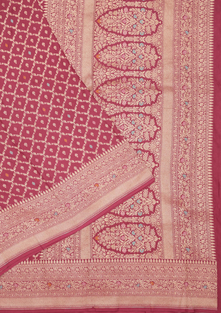 Rani Pink Zariwork Pure Silk Saree