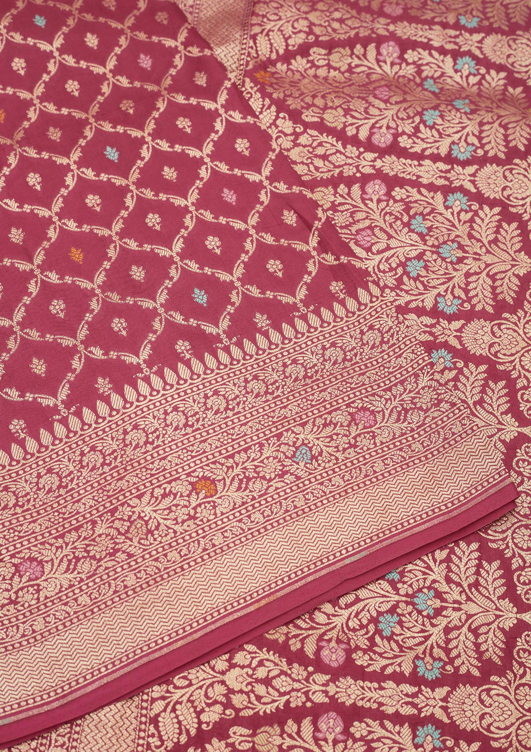 Rani Pink Zariwork Pure Silk Saree
